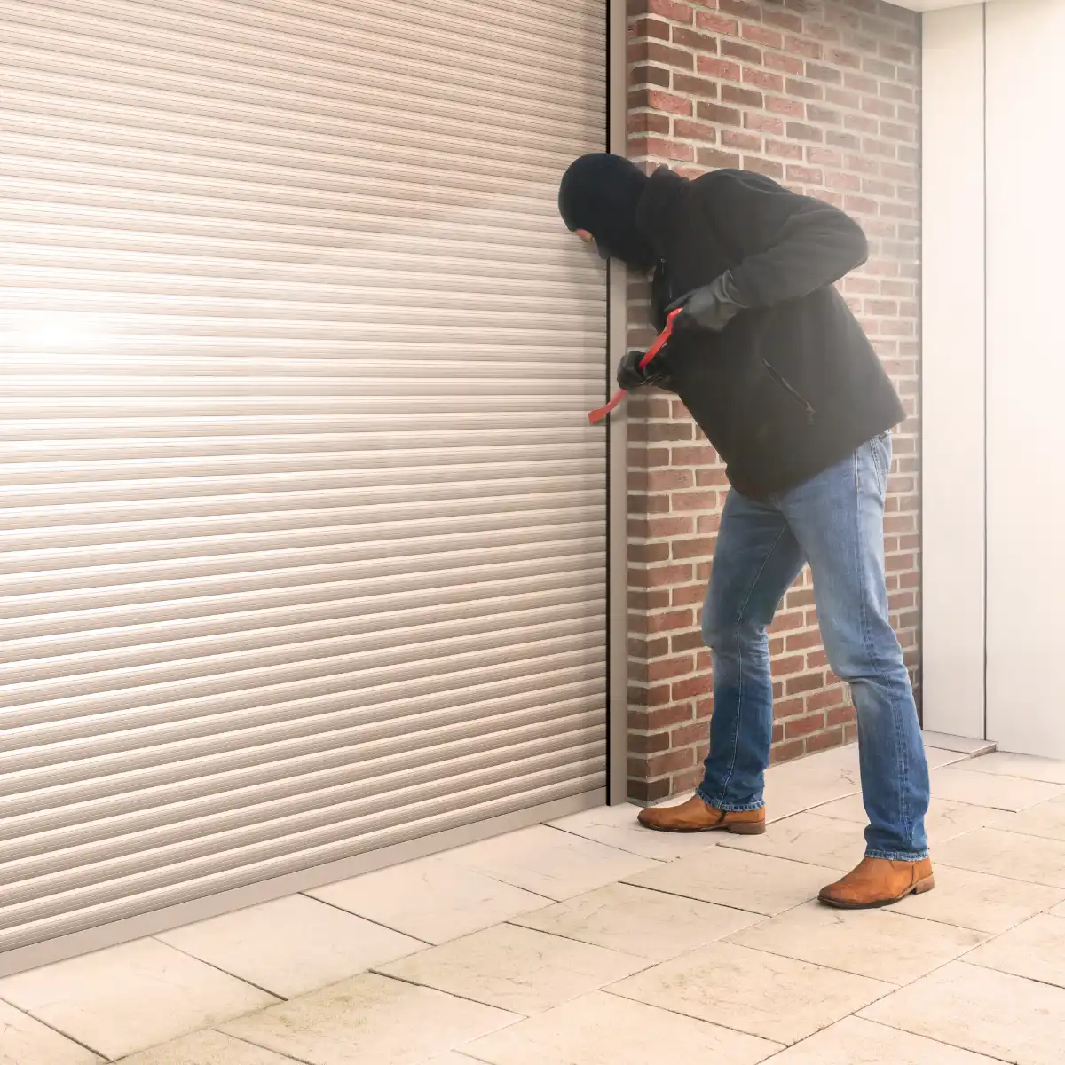 Rollläden als Einbruchschutz Einbrecher versucht, ein Garagentor zu öffnen